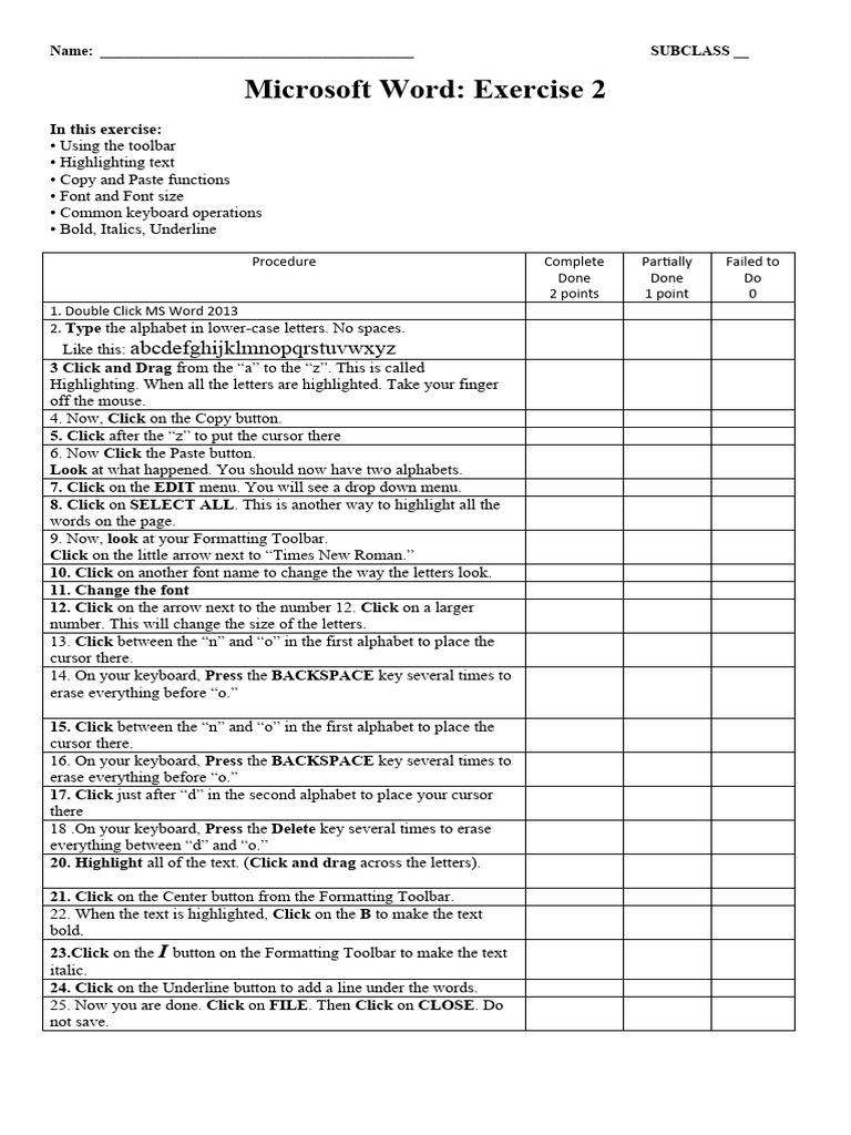 Microsoft Word Exercises 2 | PDF