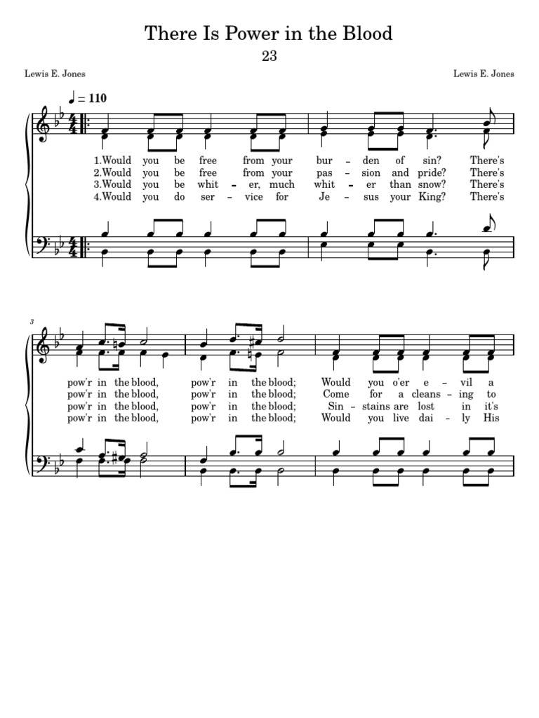 Power In The Blood Hymn Sheet Pdf