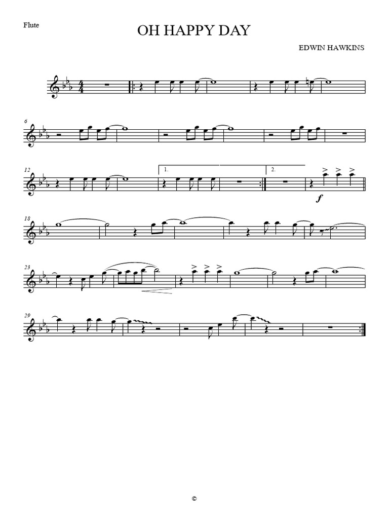 Oh Happy Day Flute PDF
