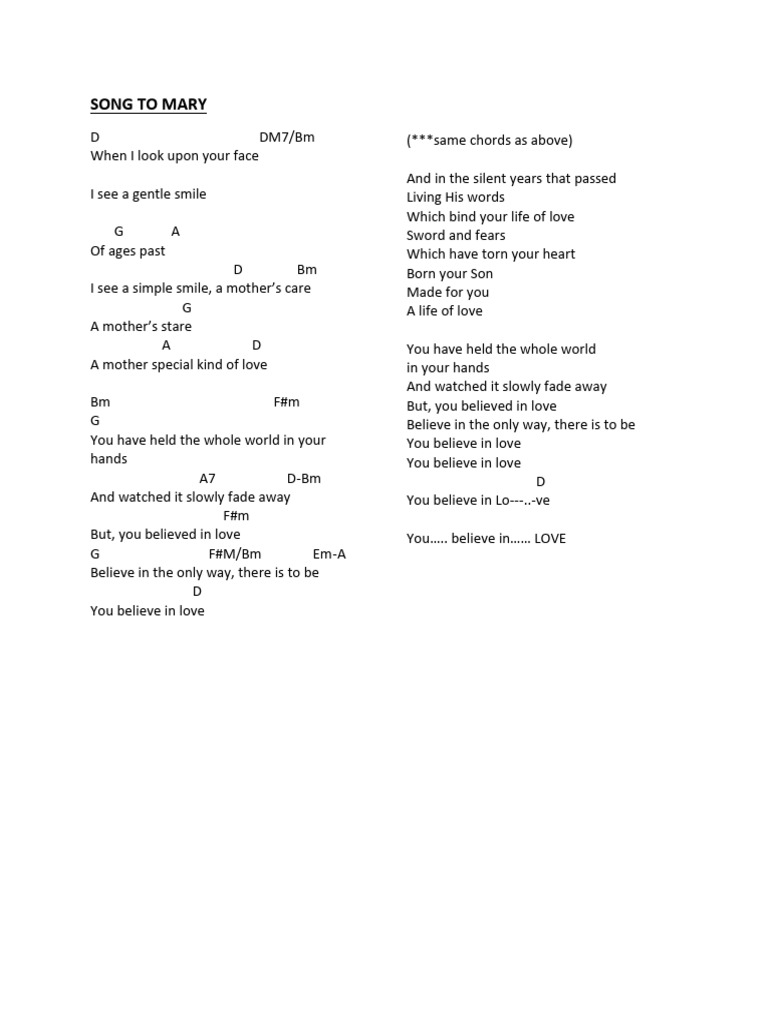 SONG TO MARY_Chords | PDF