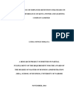 Mokaya - Influence of Employee Retention Strategies On The Performance of Kenya Power and Lighting Company Limited