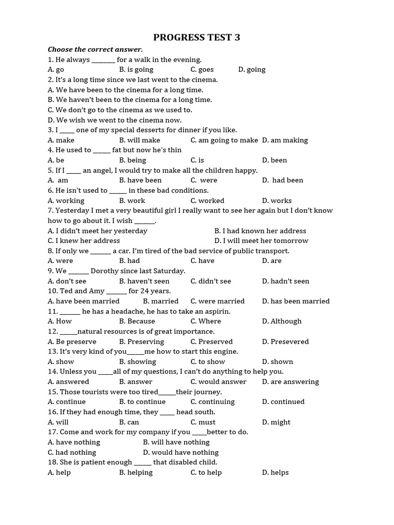 English Progress Test Questions Pdf Farms Agriculture