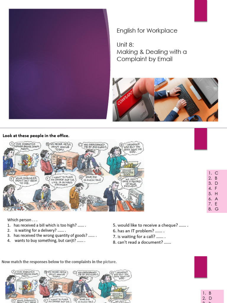 Unit 8 Making & Dealing With Complaints by Email PDF