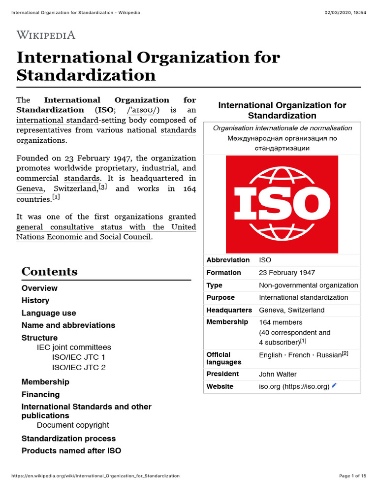 International Organization For Standardization - Wikipedia | PDF ...