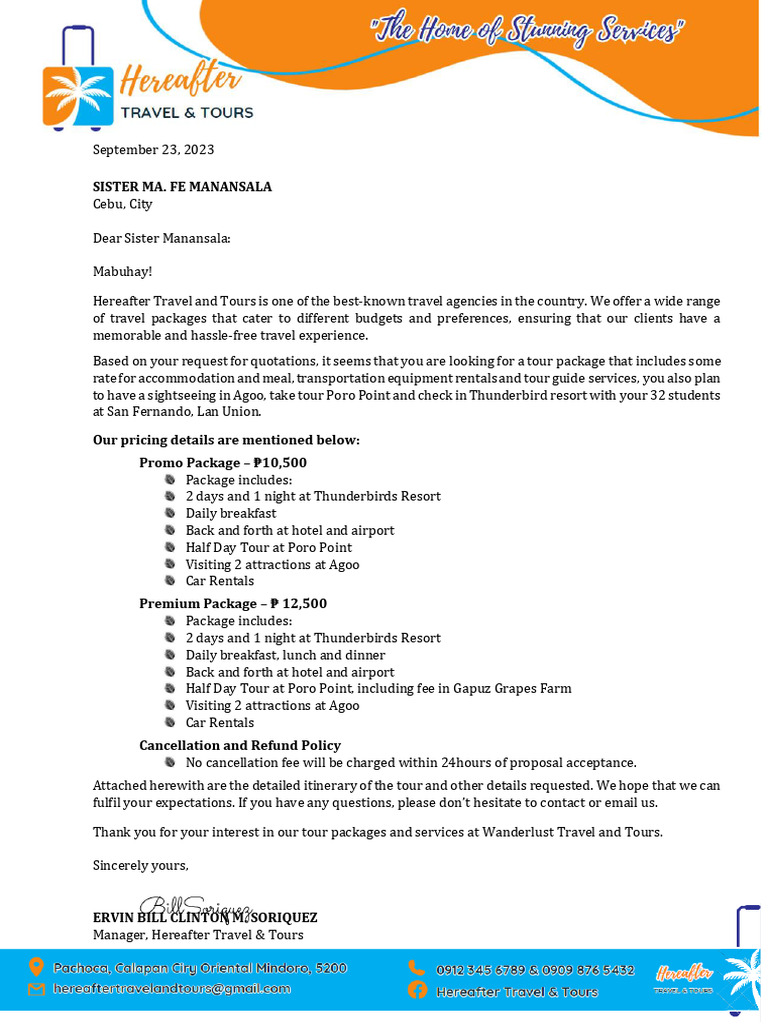 Cebu-La Union Tour Package Proposal | PDF
