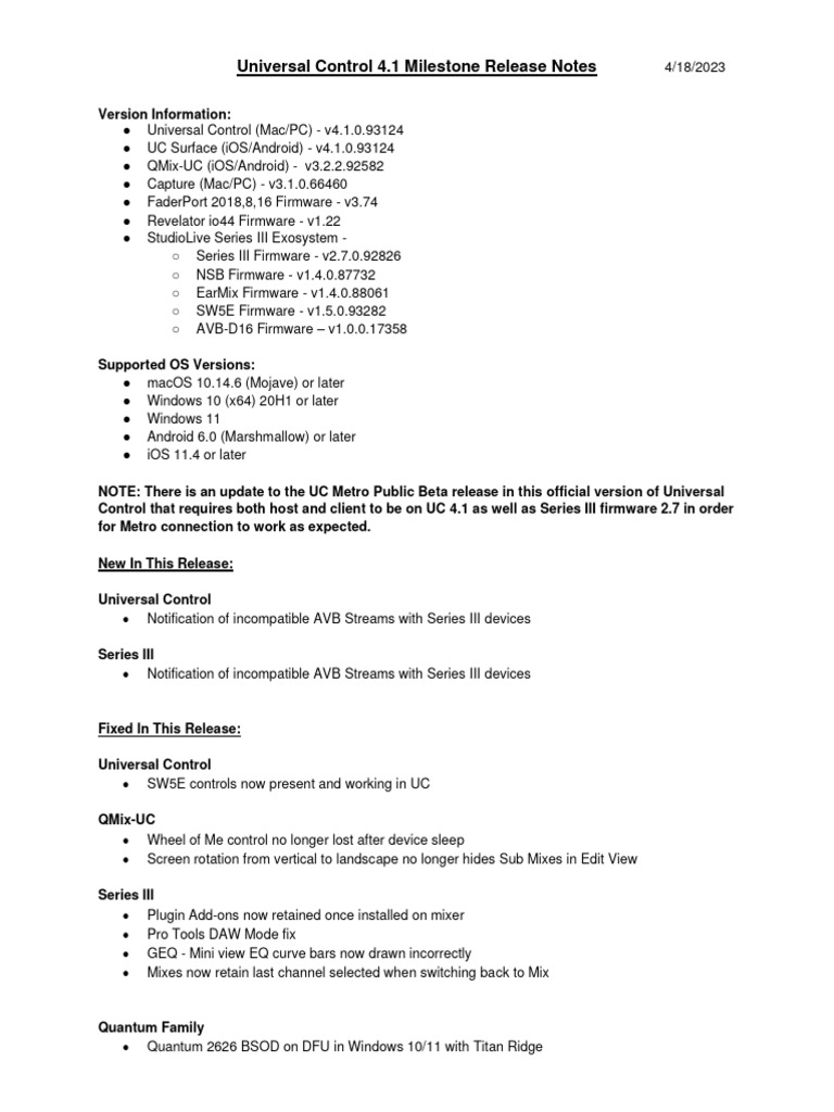 UC 4.1 Milestone Release Notes | PDF | Computer Architecture ...