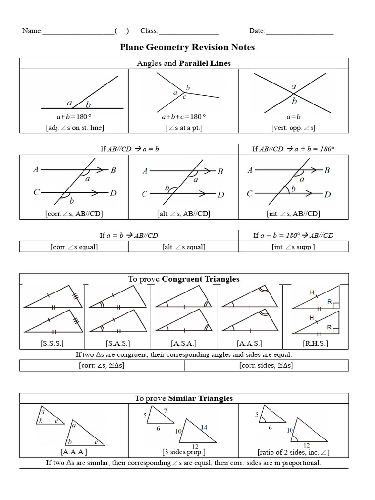 Geometry Revision Notes | PDF