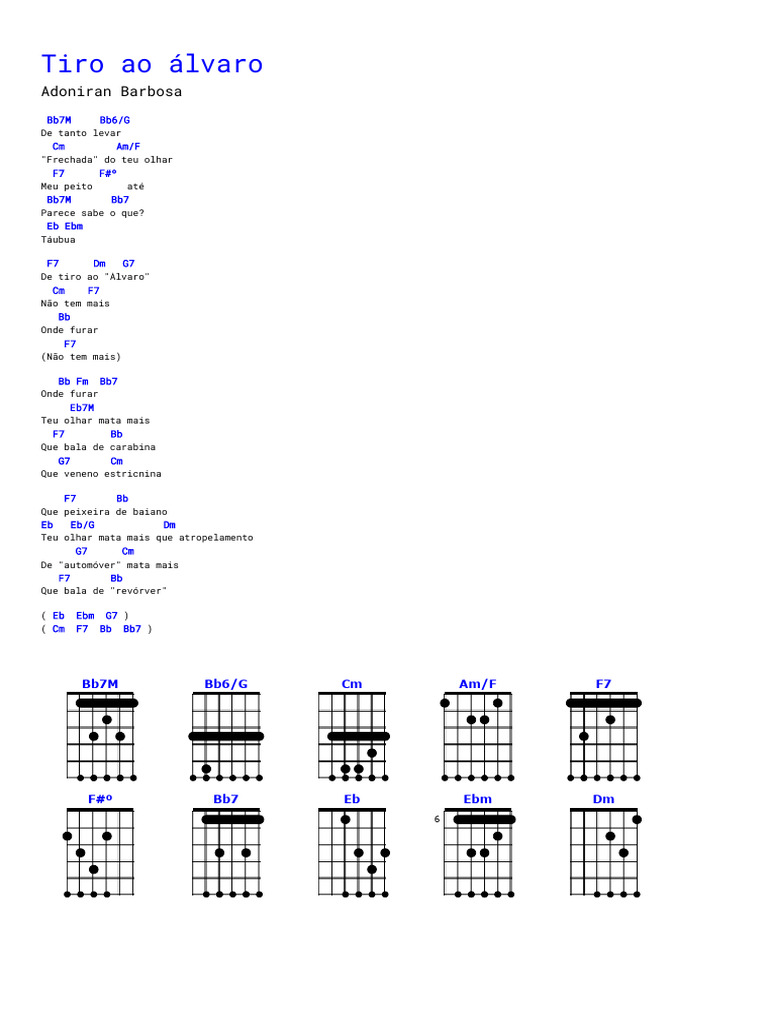 Tiro Ao Álvaro CIFRA Adoniran Barbosa PDF