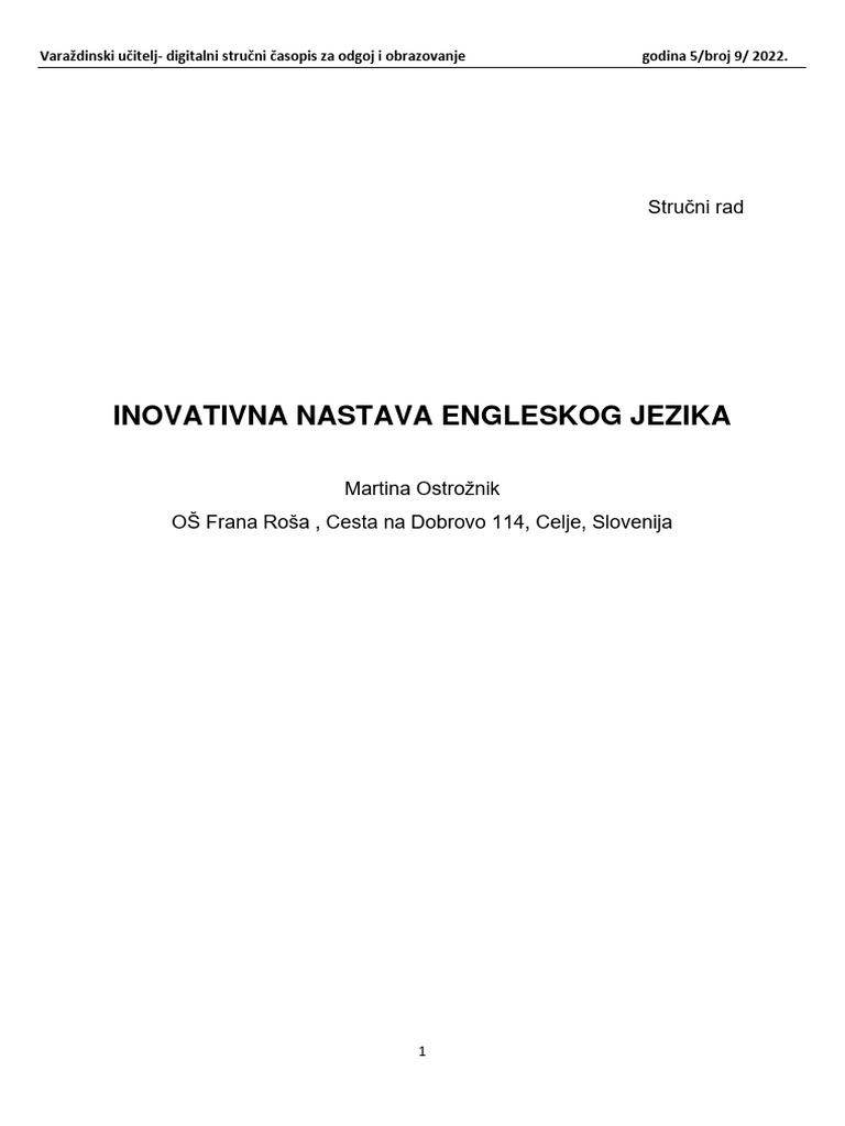 Inovativna Nastava Engleskog Jezika | PDF