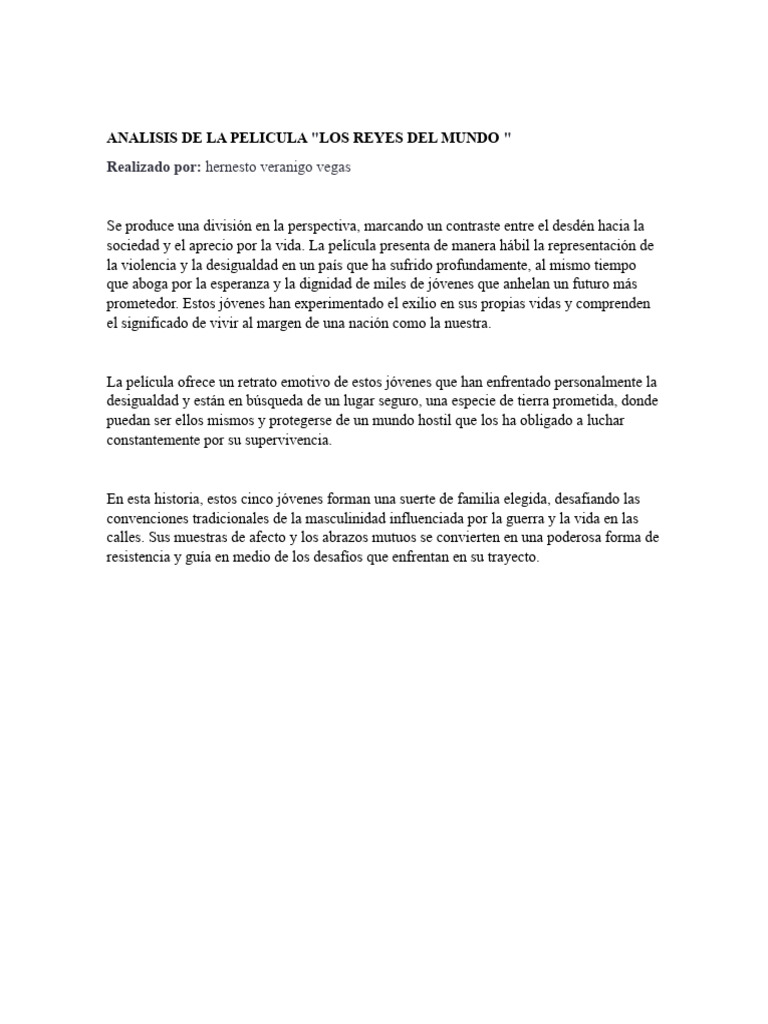 Analisis de La Pelicula Los Reyes Del Mundo | PDF
