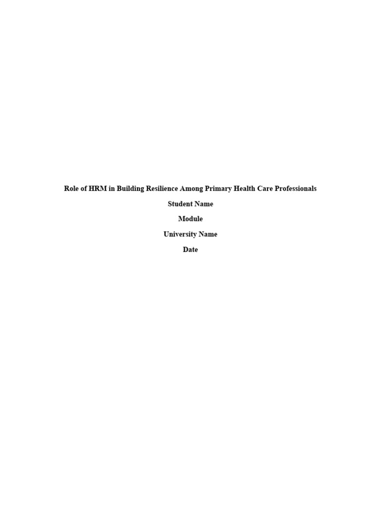 HR and ResilienceFinal Work PDF
