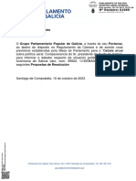 Propostas de Resolución Rexistradas Por PP, BNG e PSdeG No Debate de Política Xeral