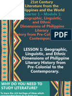 21st Century Module 1 Geographic Linguistic and Ethnic Dimensions of Philippine Literary History From Pre Colonial To The Contemporary