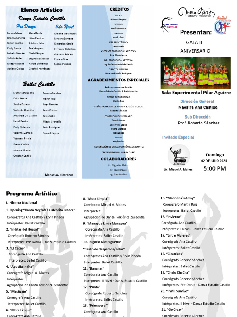 Programa de Mano Julio 2023 | PDF | Bailes | Baile de concierto