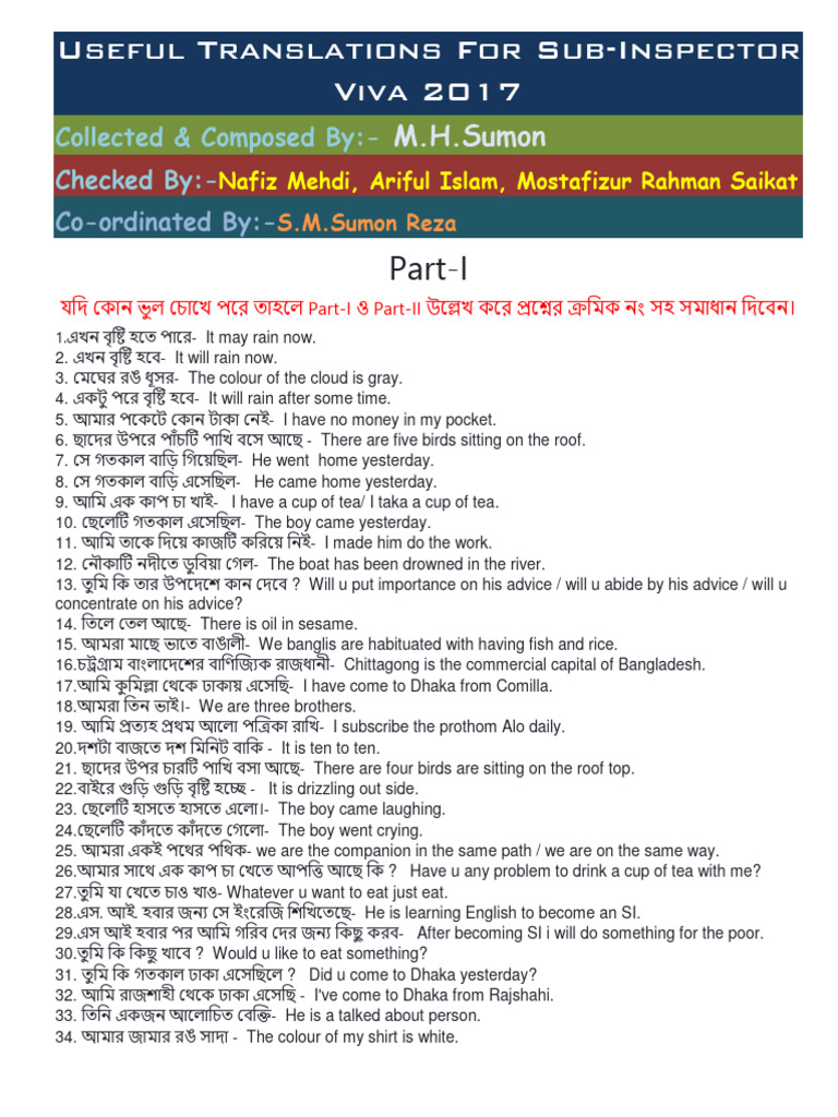 369 Translations For Sub-Inspector Viva-2017hhjjjj | PDF