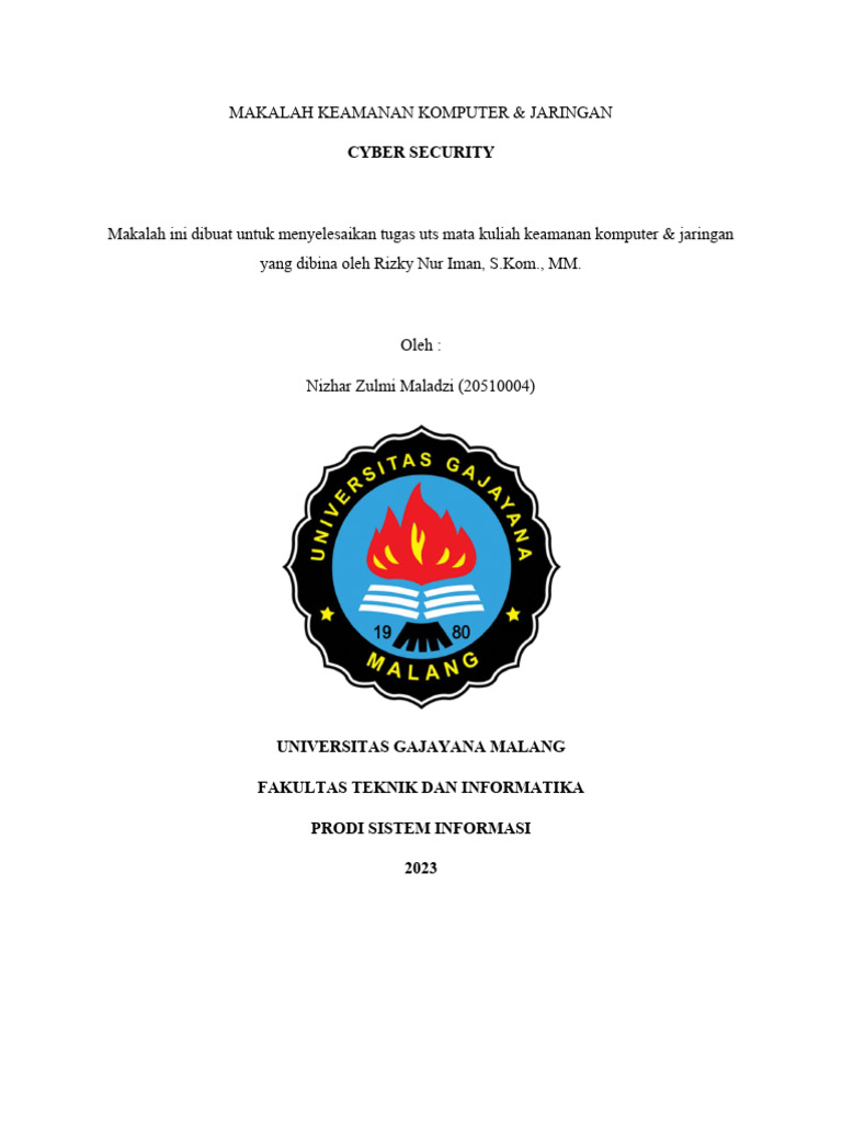 Nizhar Zulmi M_20510004_Makalah Cyber Security | PDF