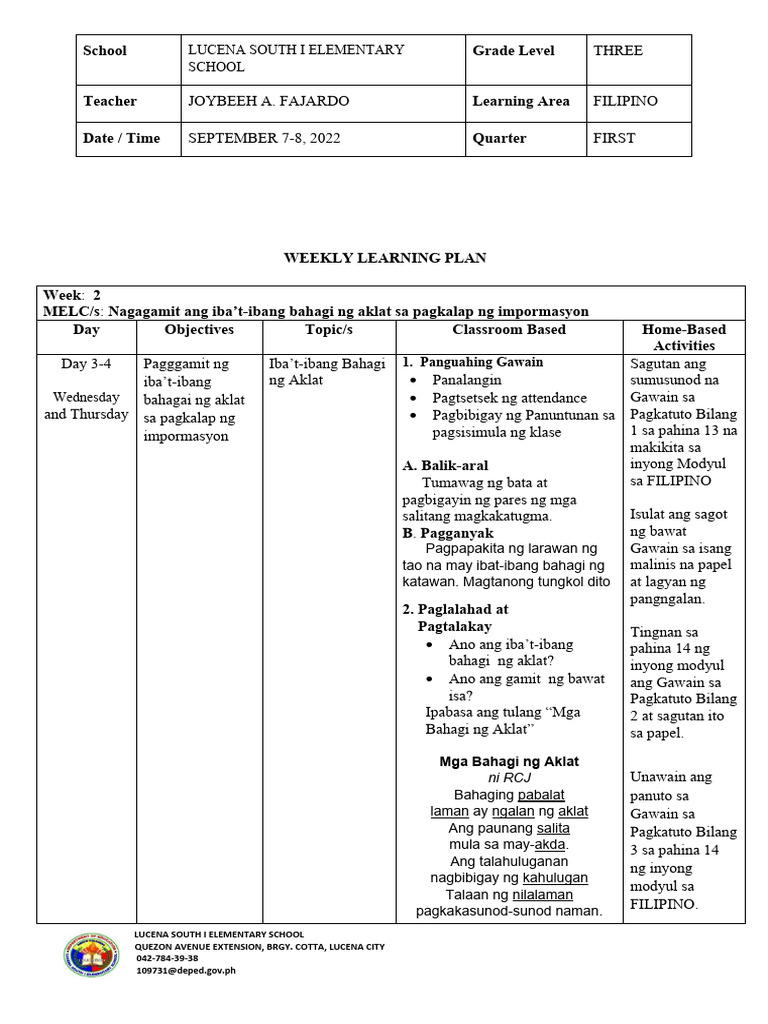 Wlp-Filipino-Week 2 | PDF