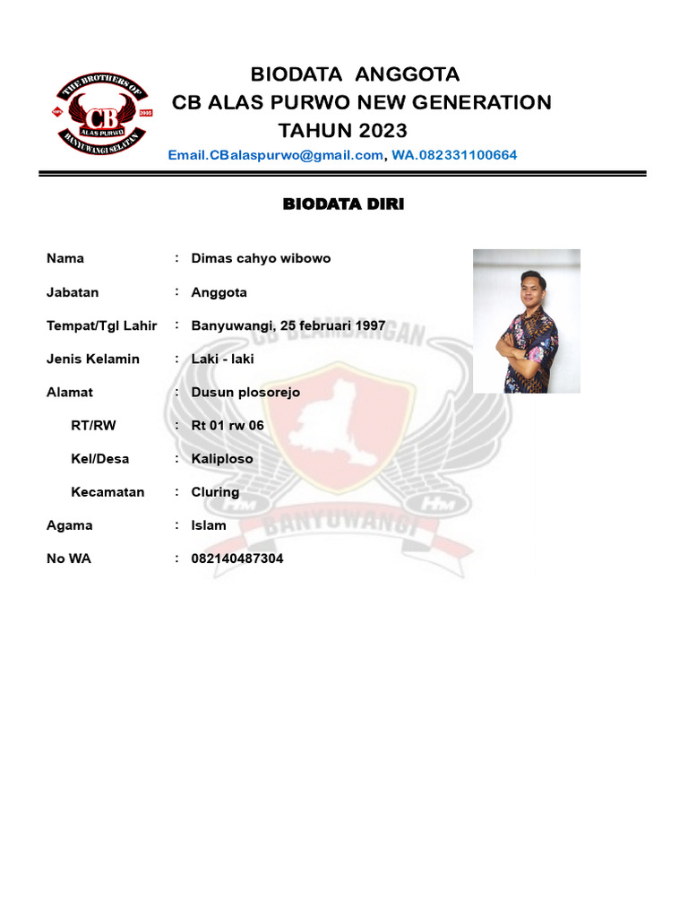 Biodata Anggota CB Alas Purwo 2023 | PDF | Olahraga & Rekreasi