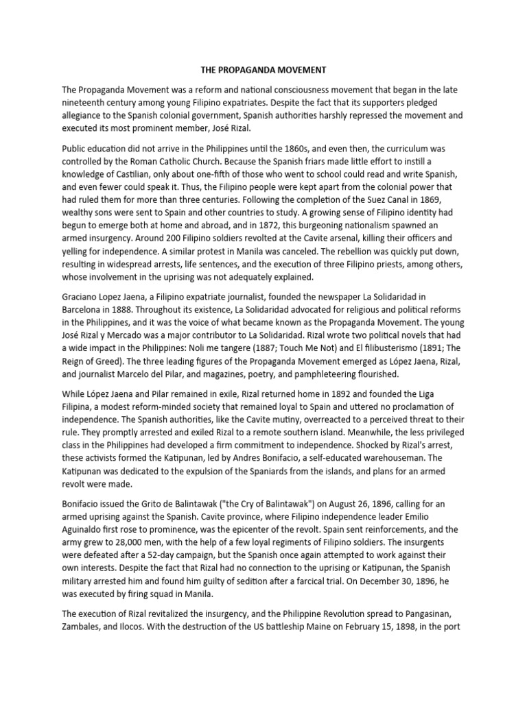 The Propaganda Movement PDF Spanish Empire Philippines