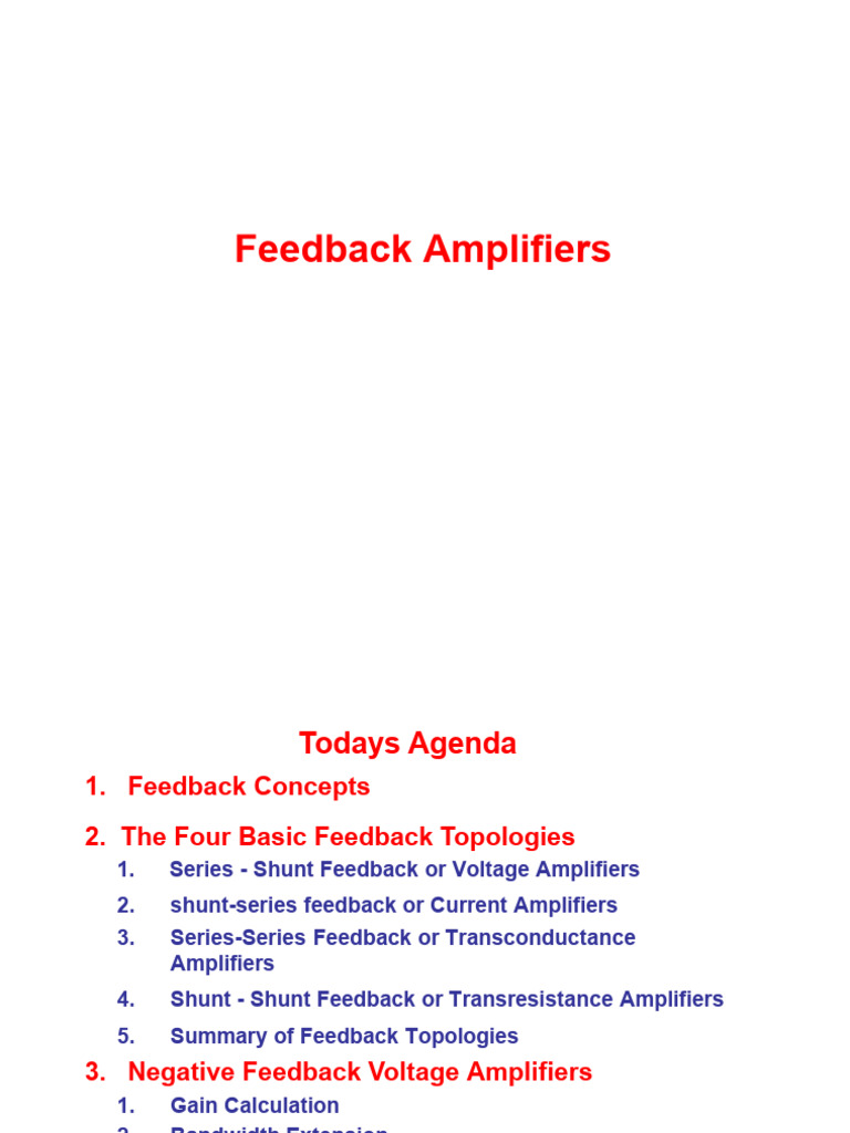 4.1. Feedback Amplifiers PDF Amplifier Feedback