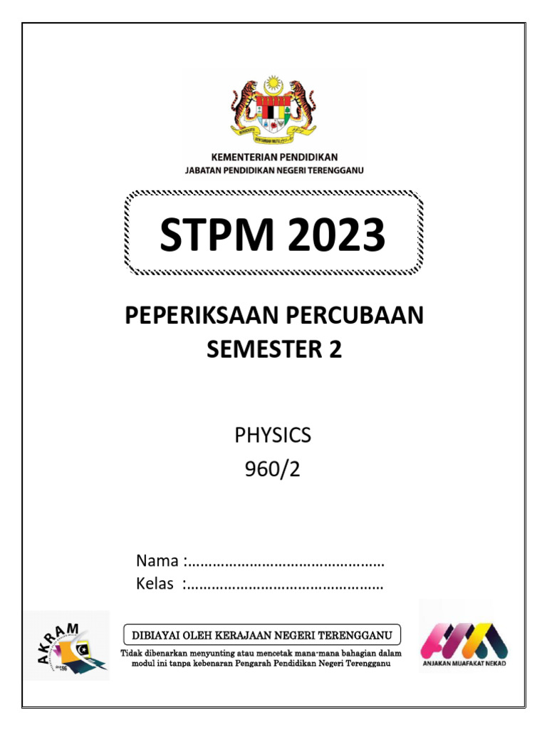 STPM 2023 Physics Sem 2 Question Paper | PDF