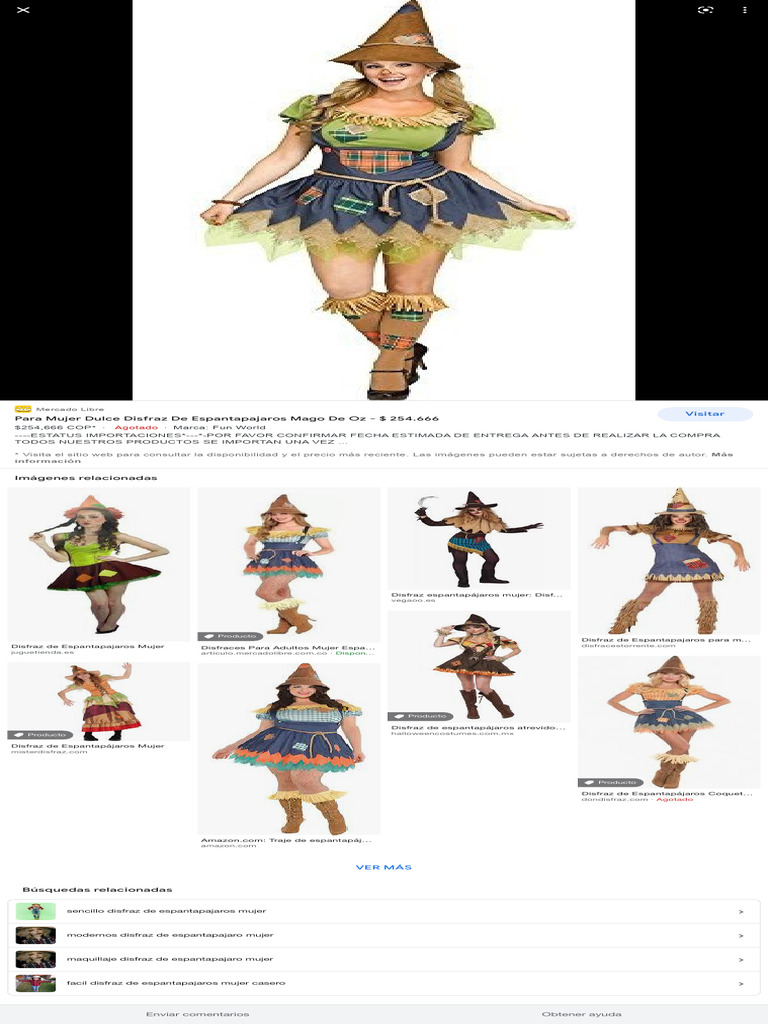 Disfraz Espantapájaros Mujer Agotado | PDF, image size:768x1024