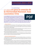 10 Razones para La Creación de La Universidad Nacional Juan Laurentino Ortiz
