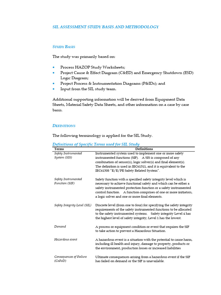 Sil Assessment Study Basis and Methodology | PDF | Safety