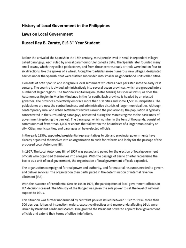 History of Local Government in The Philippines | PDF