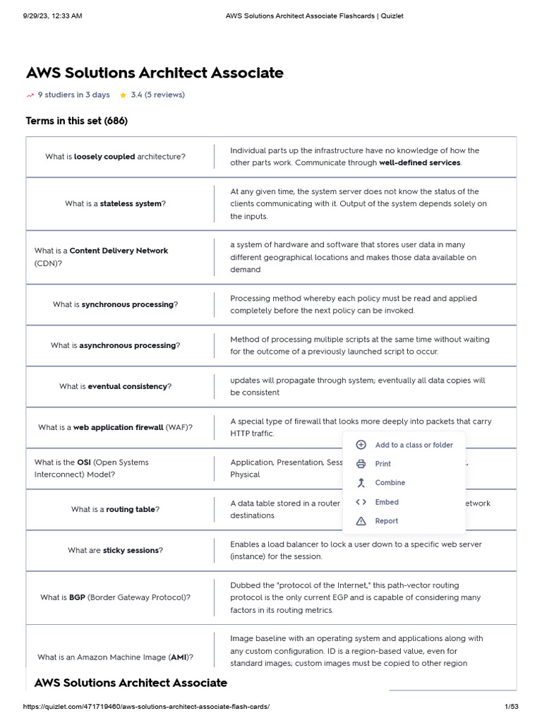 AWS Solutions Architect Associate Flashcards _ Quizlet PDF