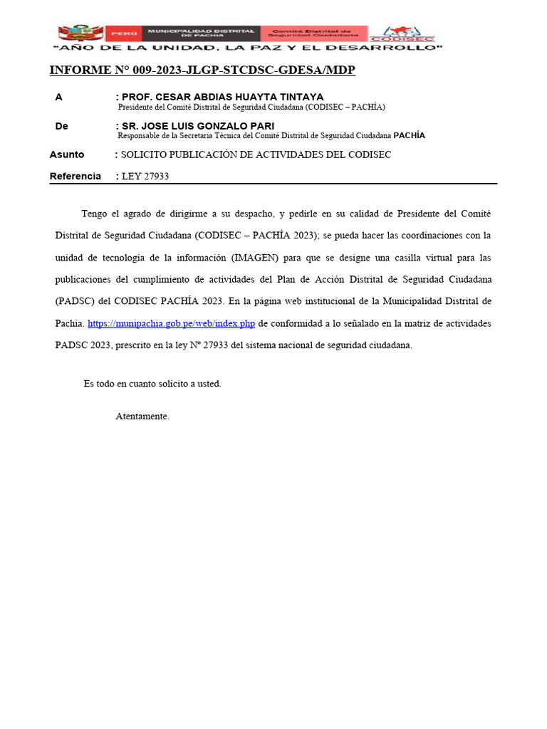 Informe 009 Codisec | PDF