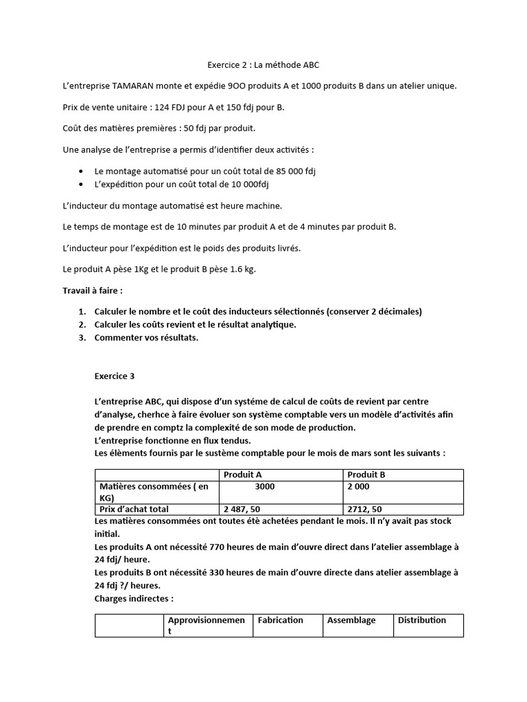 Exercice sur la méthode ABC en gestion | PDF | Ordinateurs