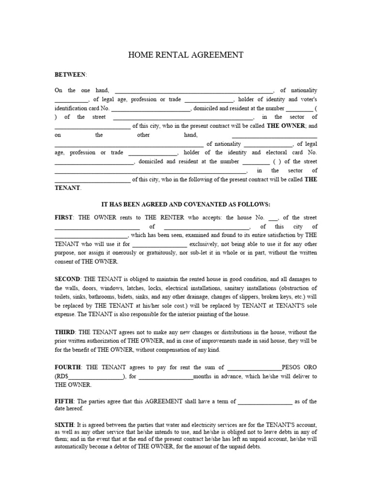 Home Rental Agreement Template | PDF | Lease | Leasehold Estate