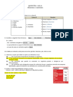 Questao Aula Ciencias 6 Ano Alimentos e Nutrientes Solucoes