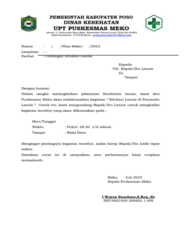 Surat Undangan Edukasi Lansia | PDF