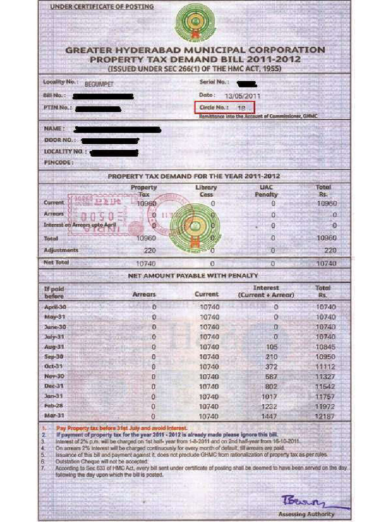 GHMC Property Tax Notice2 PDF