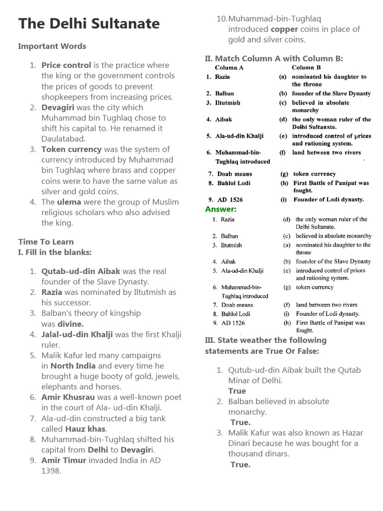 The Delhi Sultanate | PDF | History