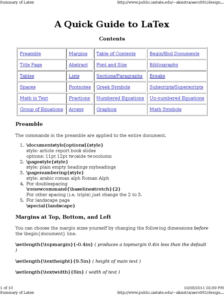 A Quick Guide To Latex | PDF