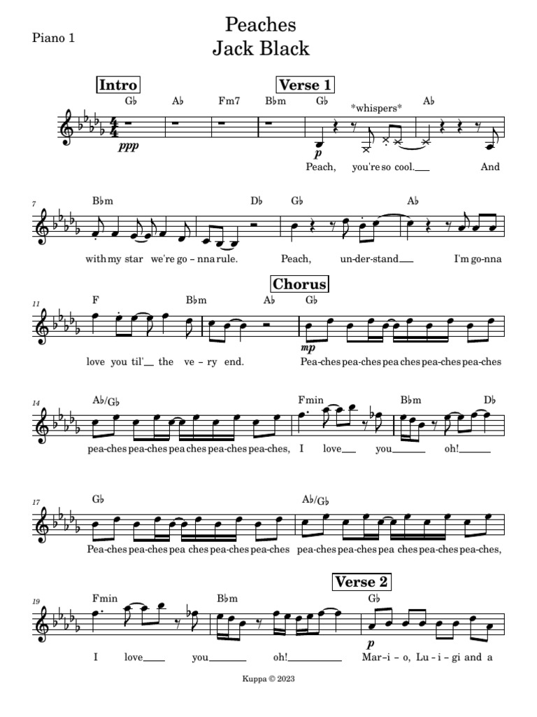 Peaches Jack Black PartituraPiano 1 PDF Musical Keys Compositions