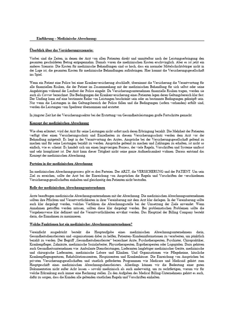 Medizinische Abrechnung Einfaches Handbuch PDF