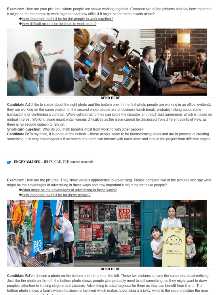 CAE Speaking Part 2, Set 11 | PDF