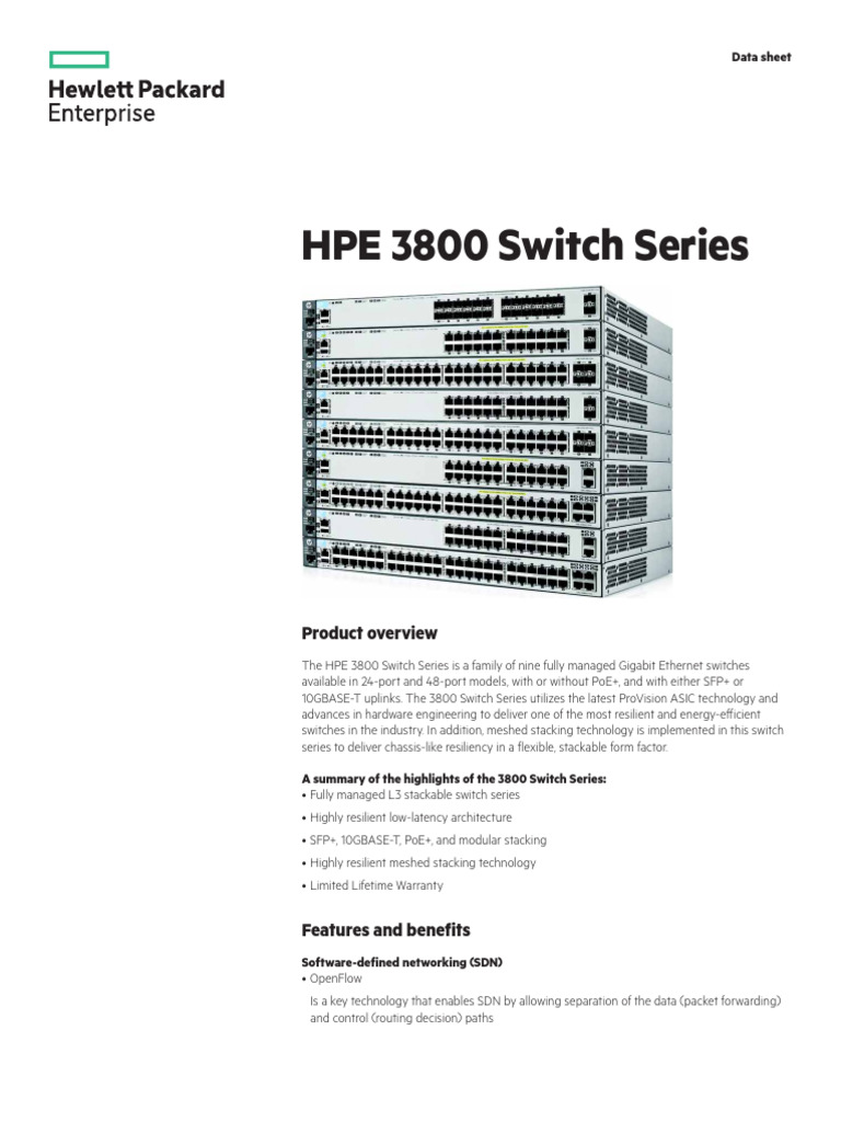 HPE 3800 Switch Series Overview | PDF | Home & Garden | Computers