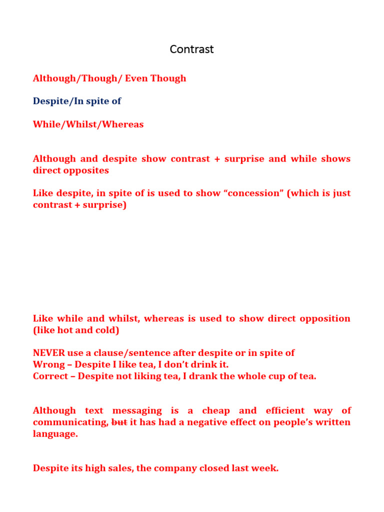Using Contrast in Grammar | PDF | Cooking, Food & Wine