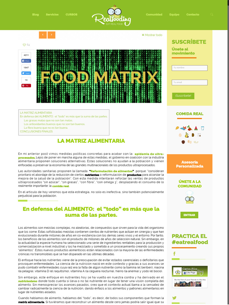La Matriz Alimentaria y su Impacto | PDF