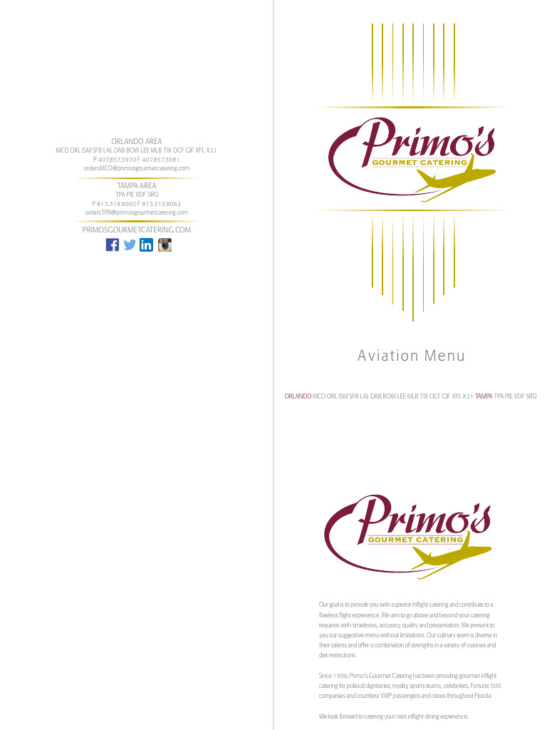 Primos Aviation Menu 22 PDF Salad Sauce