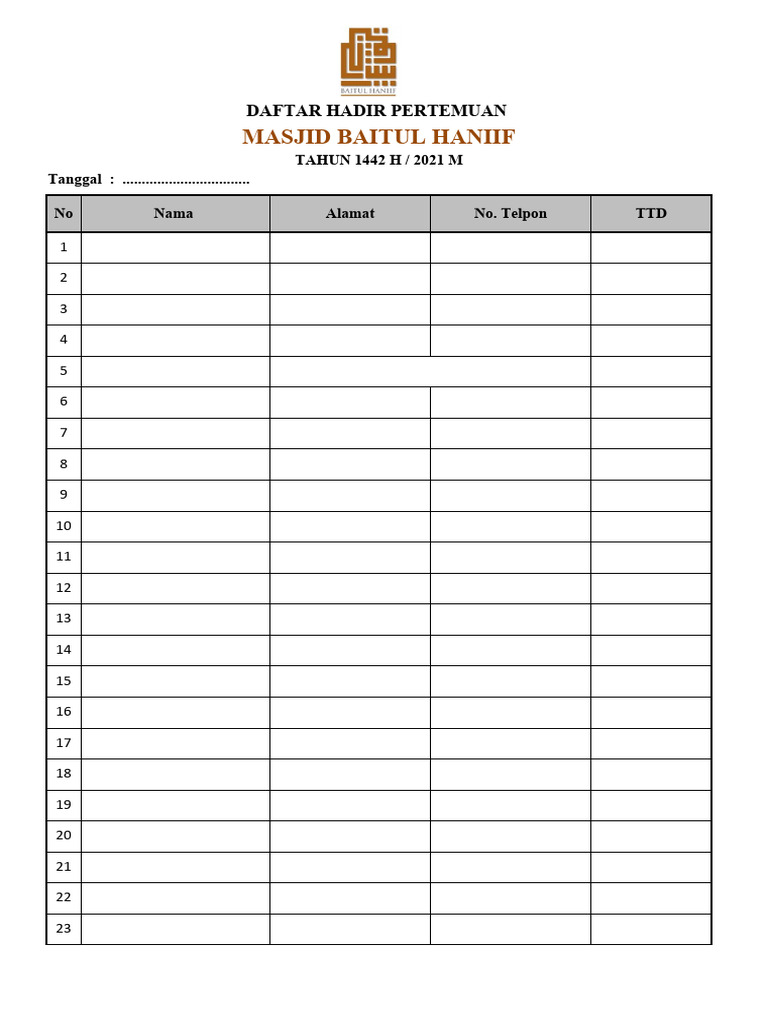 DAFTAR HADIR Rapat | PDF | Pengelolaan Keuangan & Uang | Seni