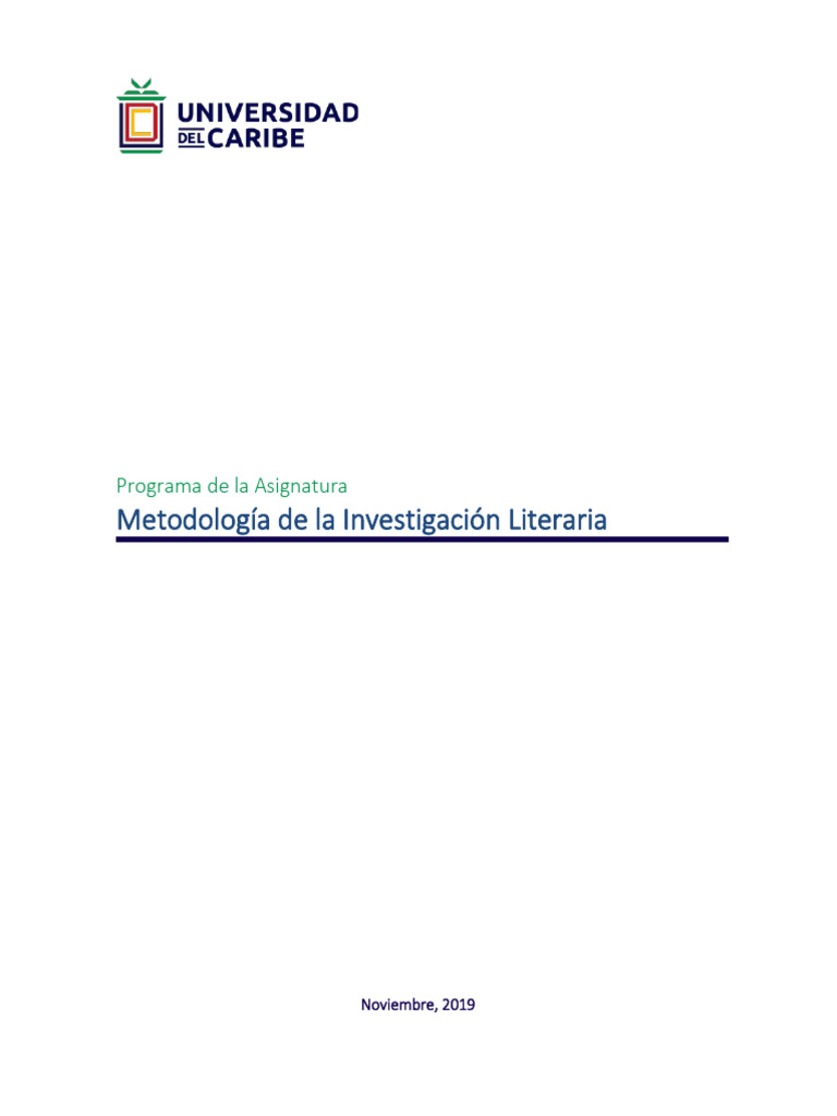Programa ESP-333 Metodolog%C3%ADa de La Investigaci%C3%B3n Literaria ...