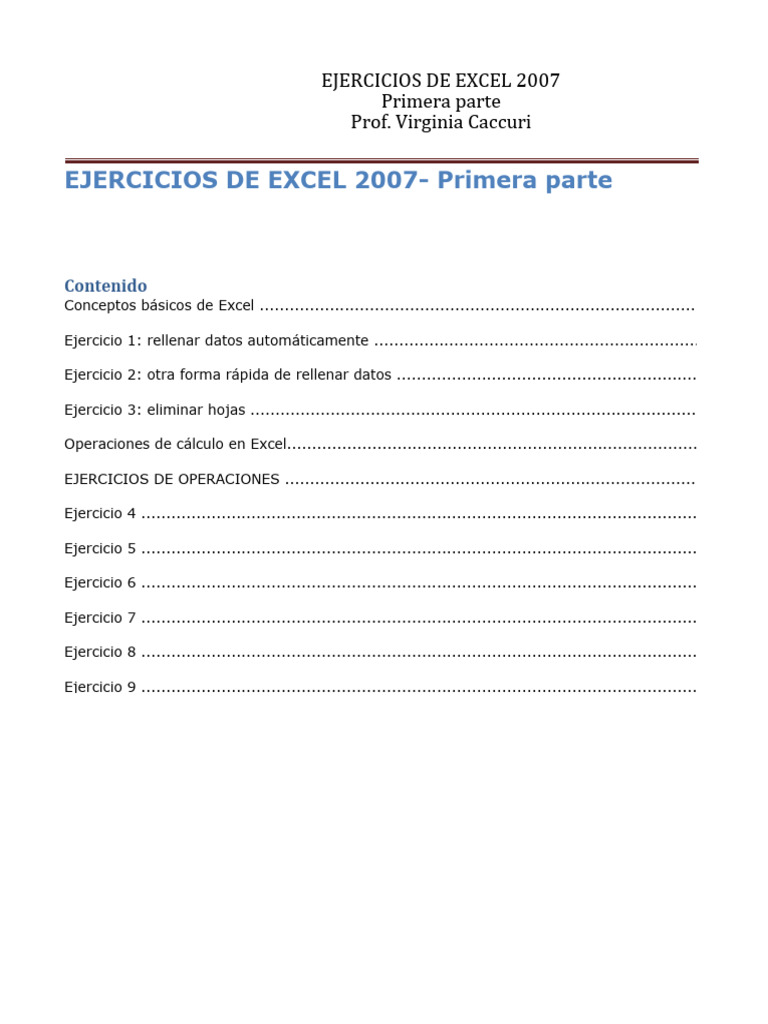 Ejercicios De Excel Pdf Microsoft Excel Hoja De Cálculo