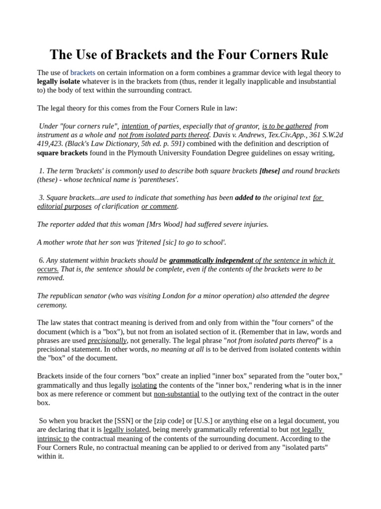 Four Corners Rule PDF