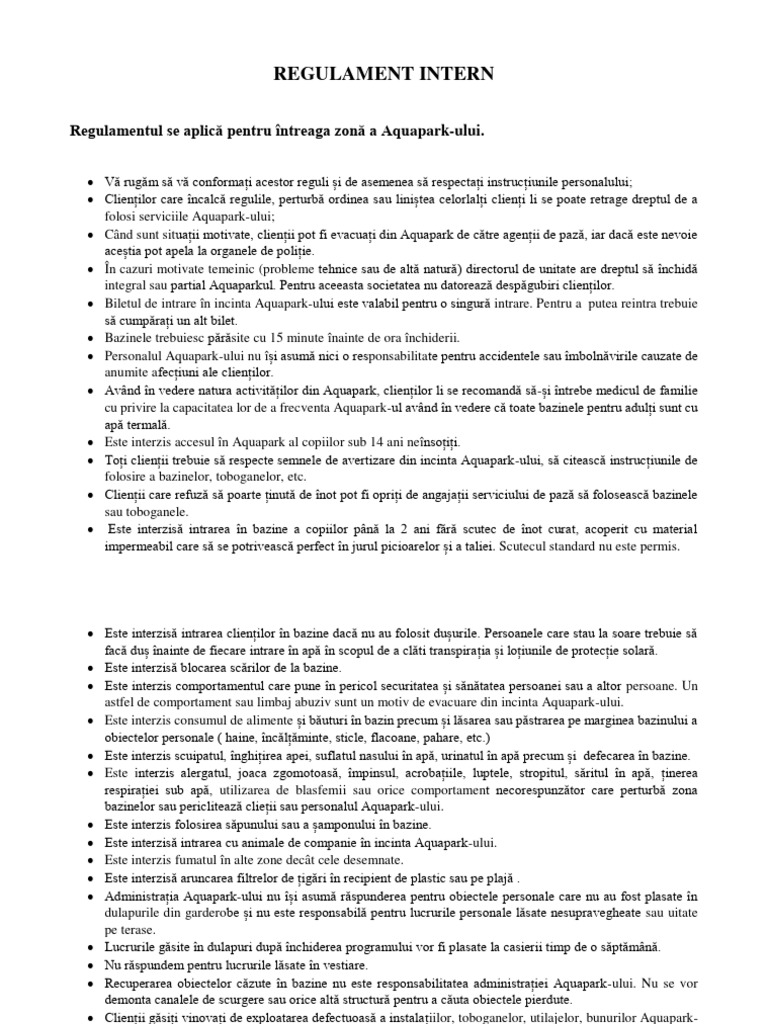 Regulament Intern | PDF
